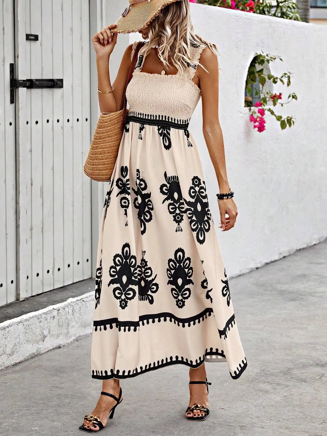 Tribal Print Boho Maxi Dress