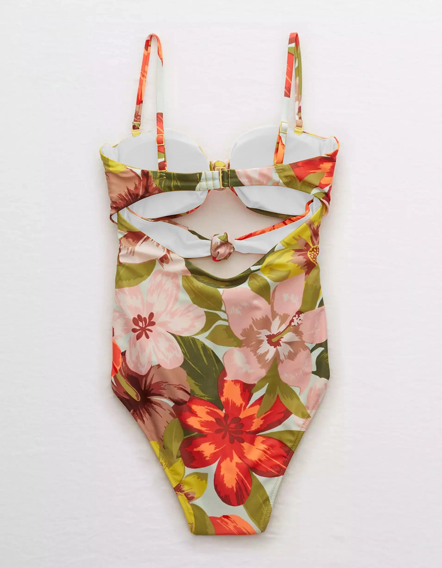 Knot detail Vintage floral swimsuit and Kimono